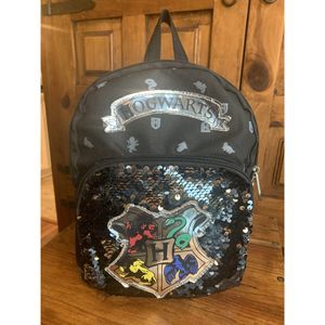 Hogwarts Black Mini Backpack with Sequins Excellent Used Condition